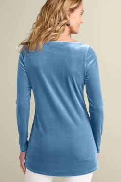Soft Surroundings Tops|Nori Embroidered Velvet Tunic MoonlightBlue