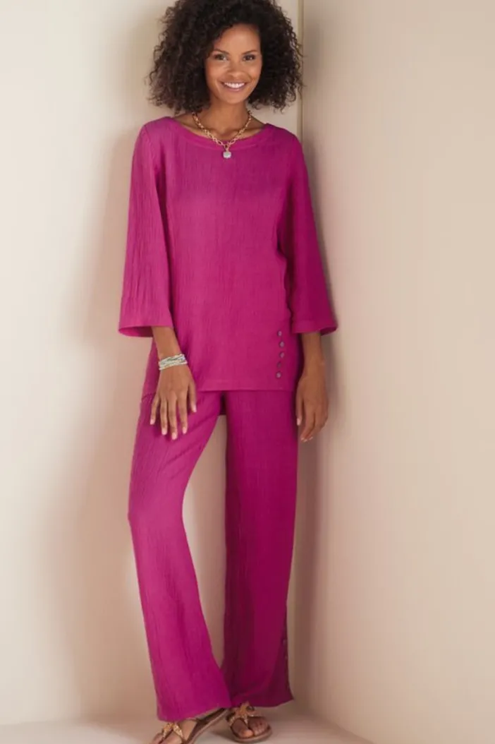 Soft Surroundings Pants|Oceo Gauze Wide-Leg Pants