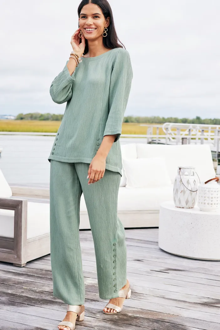 Soft Surroundings Pants|Oceo Gauze Wide-Leg Pants