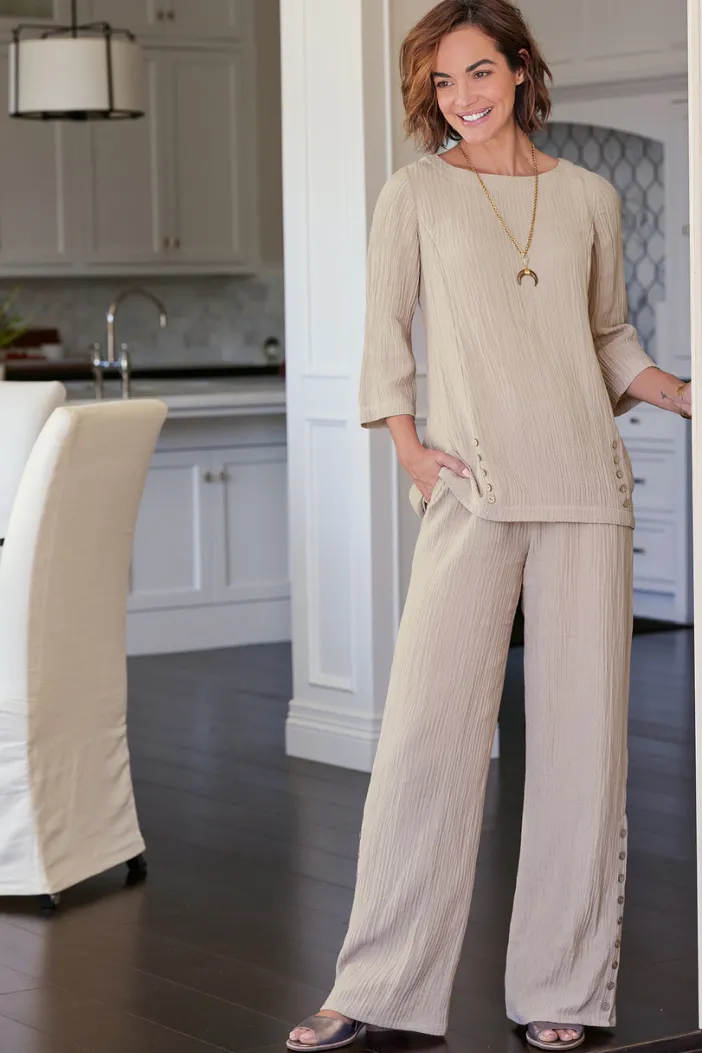 Soft Surroundings Pants|Oceo Gauze Wide-Leg Pants