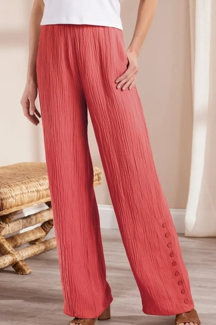 Soft Surroundings Pants|Oceo Gauze Wide-Leg Pants