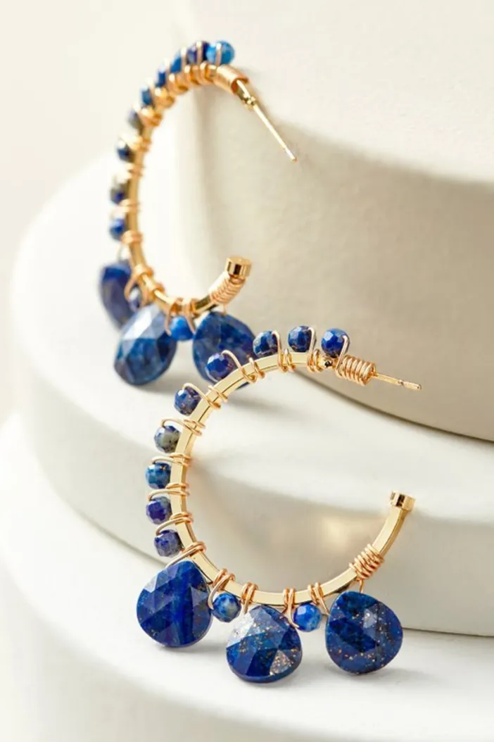 Soft Surroundings Jewelry|Earrings|Odeta Hoop Earrings Lapis