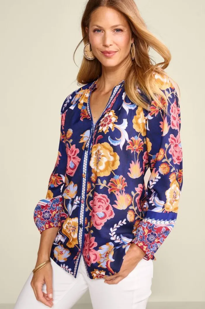 Soft Surroundings Tops|Ohana Blouse AkrotiriFlowers
