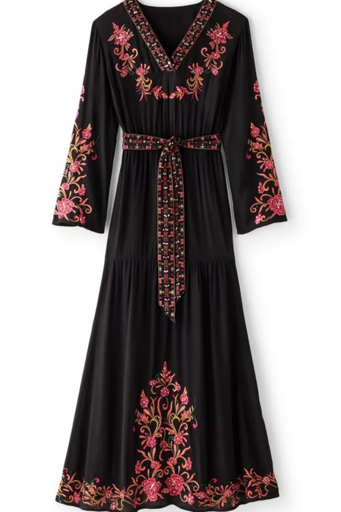 Soft Surroundings Dresses|Onyx Embellished Maxi Dress Black