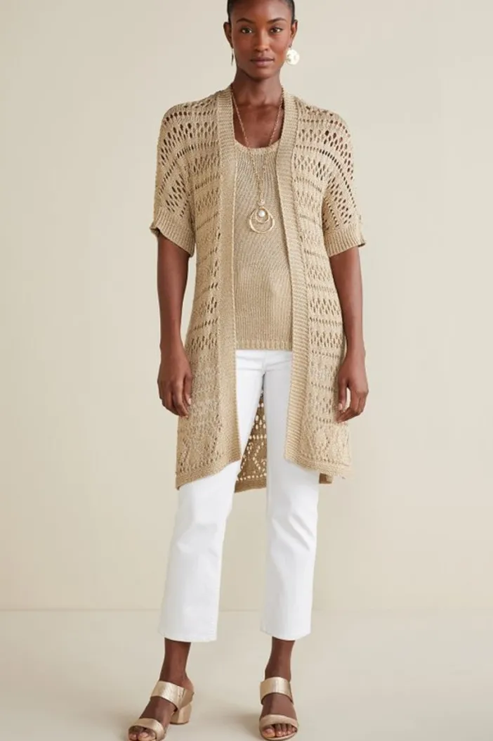 Soft Surroundings Tops|Sweaters & Cardigans|Opaline Shimmer Cardigan Sesame