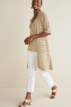 Soft Surroundings Tops|Sweaters & Cardigans|Opaline Shimmer Cardigan Sesame