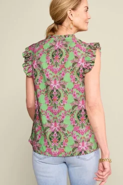 Soft Surroundings Tops|Paige Linen Blend Top TropicalDamaskMedallion