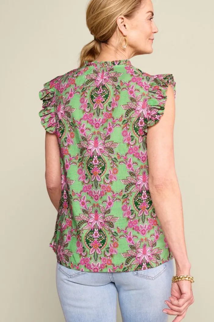 Soft Surroundings Tops|Paige Linen Blend Top TropicalDamaskMedallion