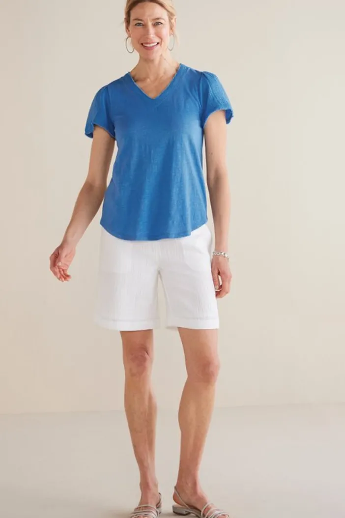 Soft Surroundings Tops|Philippa Gauze Sleeve Tee