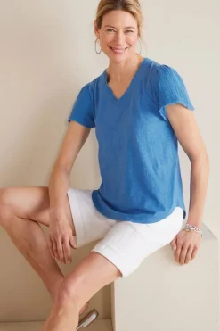 Soft Surroundings Tops|Philippa Gauze Sleeve Tee