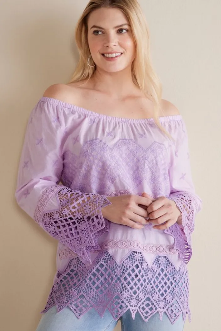 Soft Surroundings Tops|Pilar Off The Shoulder Top OrchidBloom