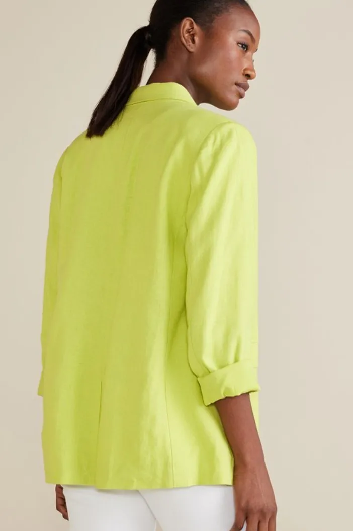 Soft Surroundings Toppers|Dresses|Portofino Linen Blend Boyfriend Blazer Lime