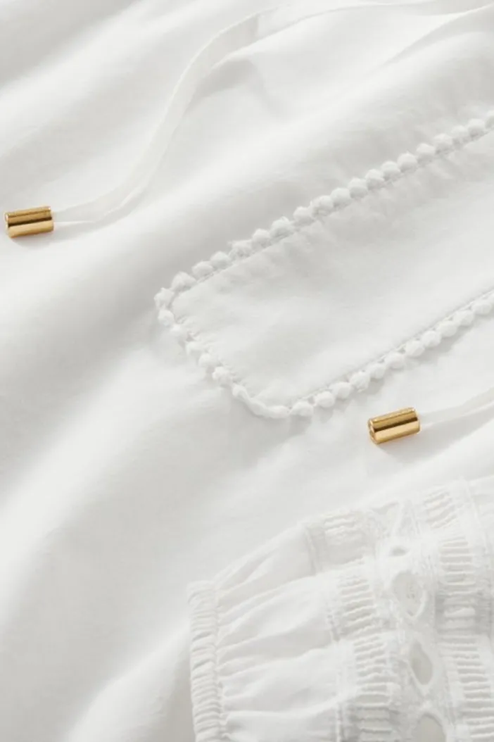 Soft Surroundings Tops|Prospera Lace Trim Top IvoryPearl
