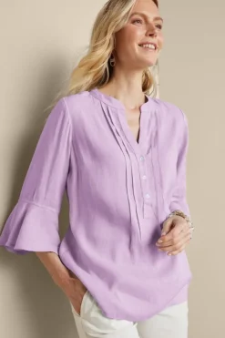 Soft Surroundings Tops|Raisa Linen Blend Top BlueBell