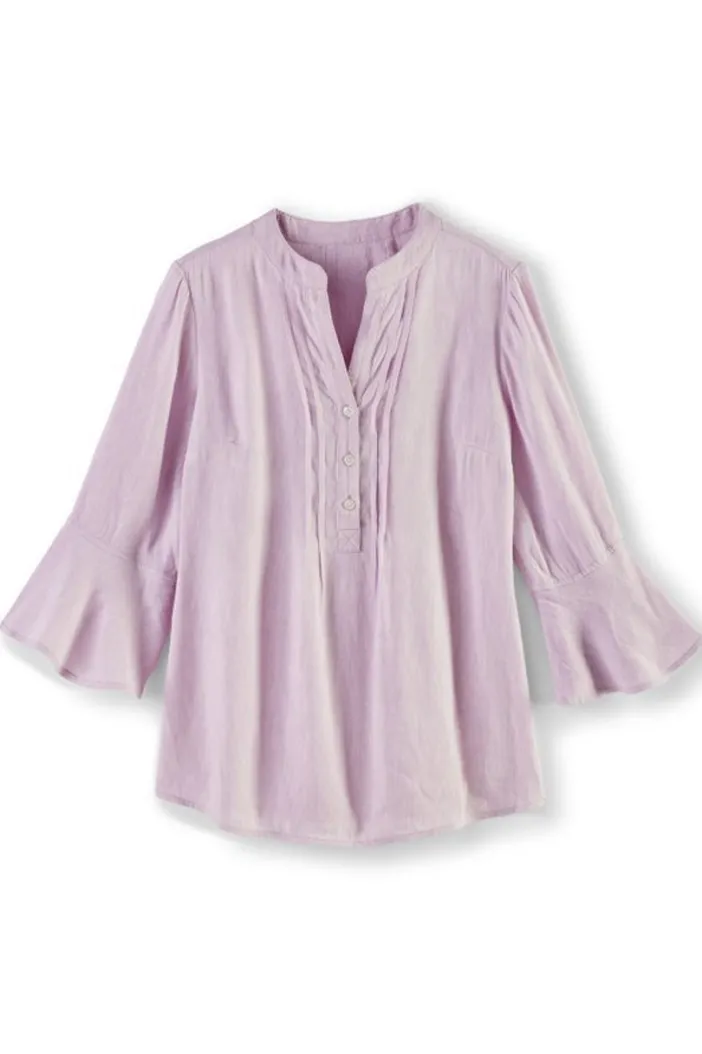 Soft Surroundings Tops|Raisa Linen Blend Top BlueBell