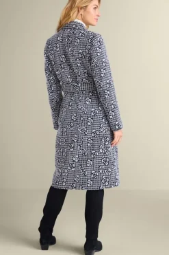 Soft Surroundings Jackets & Coats|Rami Jacquard Coat Black/White
