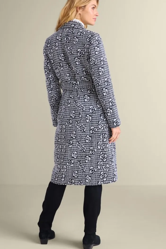 Soft Surroundings Jackets & Coats|Rami Jacquard Coat Black/White