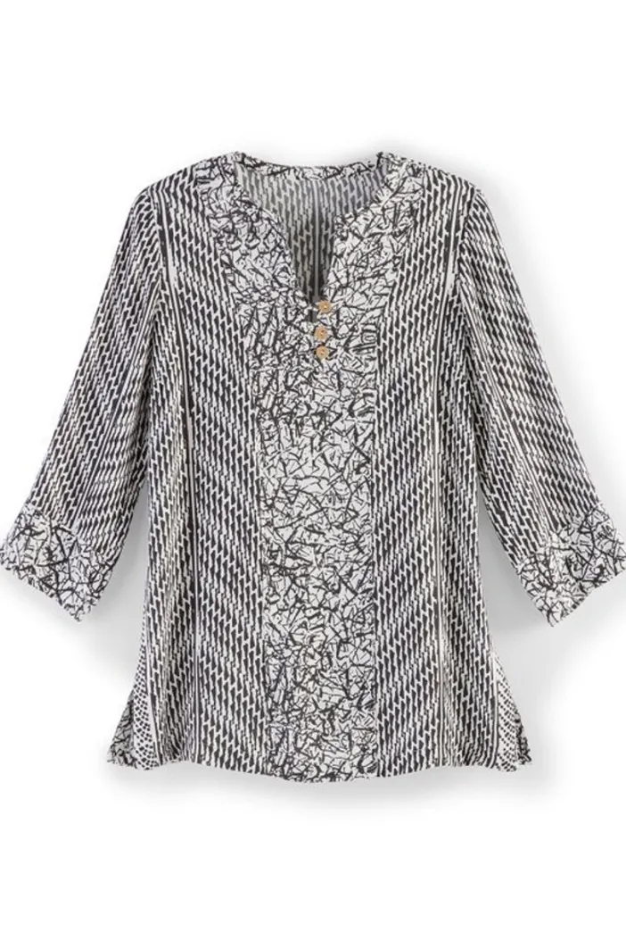 Soft Surroundings Tops|Ravello Top Black/WhiteAbstract