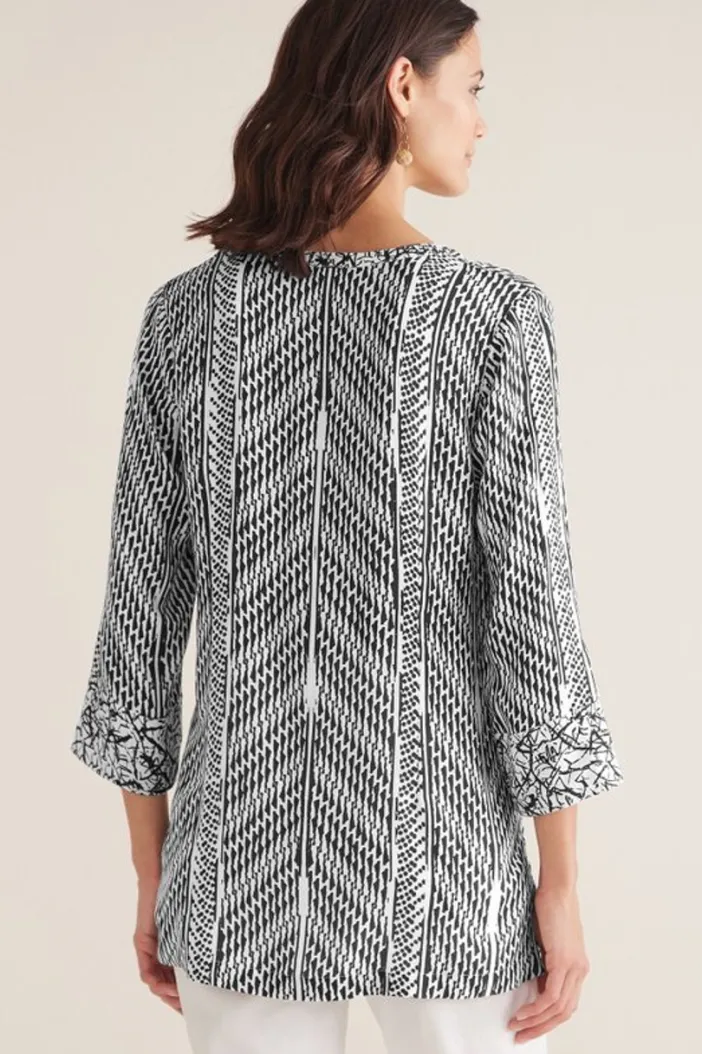Soft Surroundings Tops|Ravello Top Black/WhiteAbstract