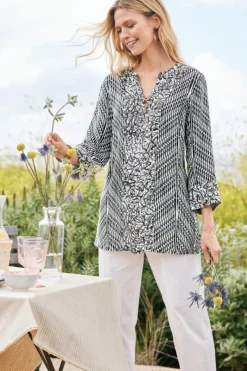 Soft Surroundings Tops|Ravello Top Black/WhiteAbstract