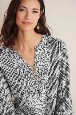Soft Surroundings Tops|Ravello Top Black/WhiteAbstract