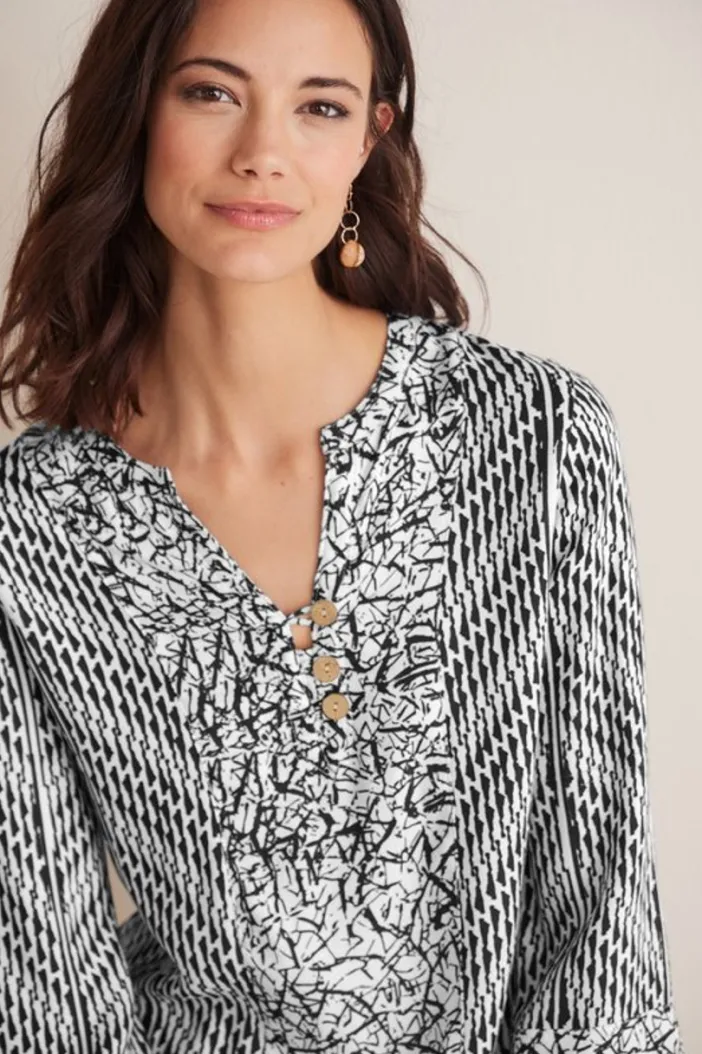 Soft Surroundings Tops|Ravello Top Black/WhiteAbstract