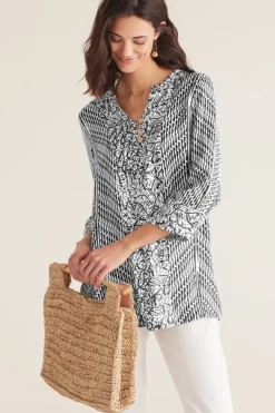 Soft Surroundings Tops|Ravello Top Black/WhiteAbstract