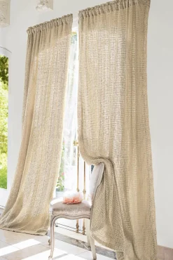 Soft Surroundings Bedding Collections|Window Coverings|Raw Silk Woven Drapery Panel Natural