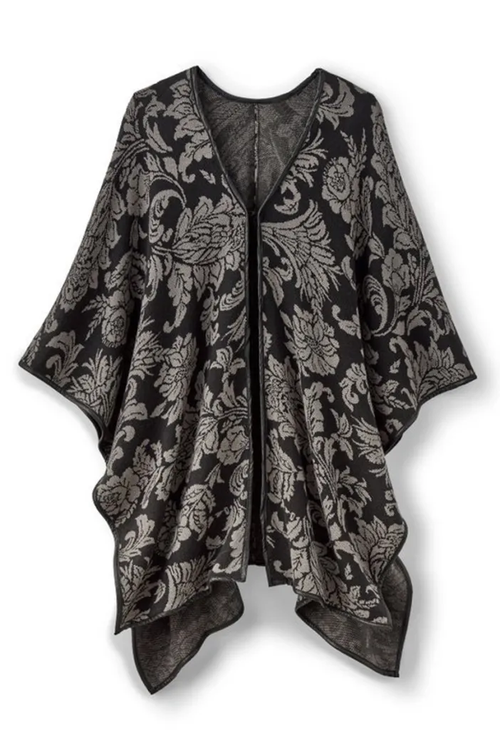 Soft Surroundings Scarves & Wraps|Rian Jacquard Ruana NeutralFloral