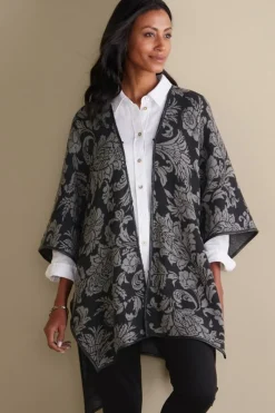 Soft Surroundings Scarves & Wraps|Rian Jacquard Ruana NeutralFloral