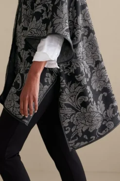 Soft Surroundings Scarves & Wraps|Rian Jacquard Ruana NeutralFloral