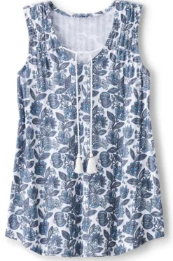 Soft Surroundings Tops|Roxie Printed Pointelle Tank SantaCruzDitsyWhite