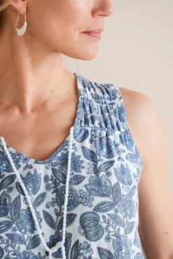 Soft Surroundings Tops|Roxie Printed Pointelle Tank SantaCruzDitsyWhite
