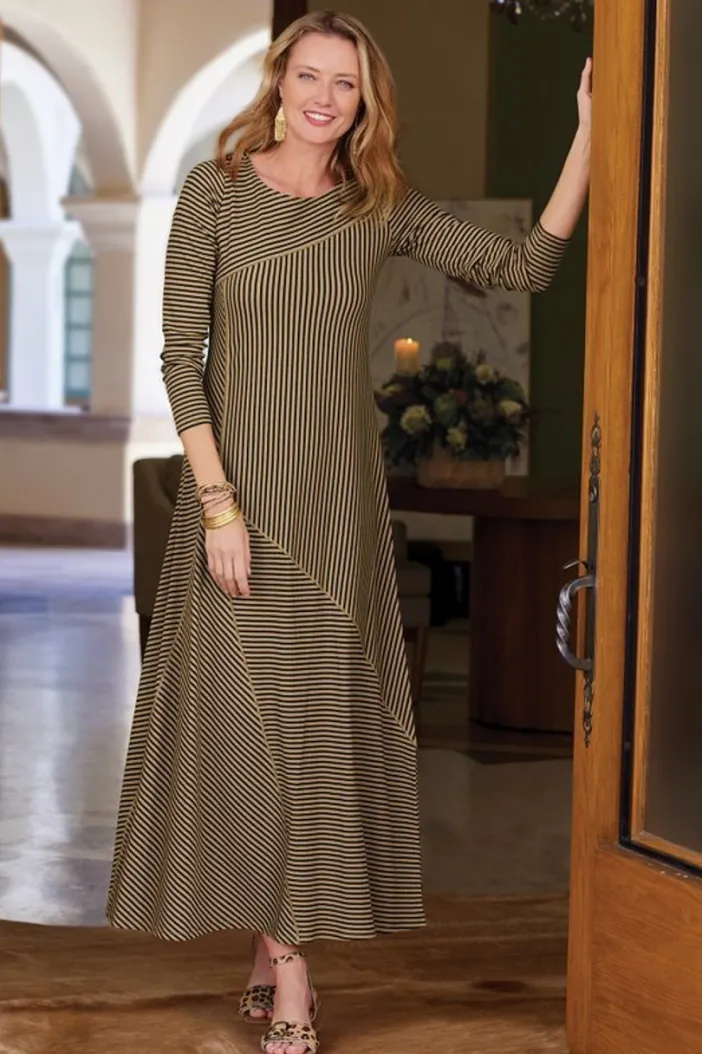 Soft Surroundings Dresses|Ryley Dress Brown/BlackStripe