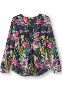 Soft Surroundings Tops|Samantha Georgette Top NavyPaisley