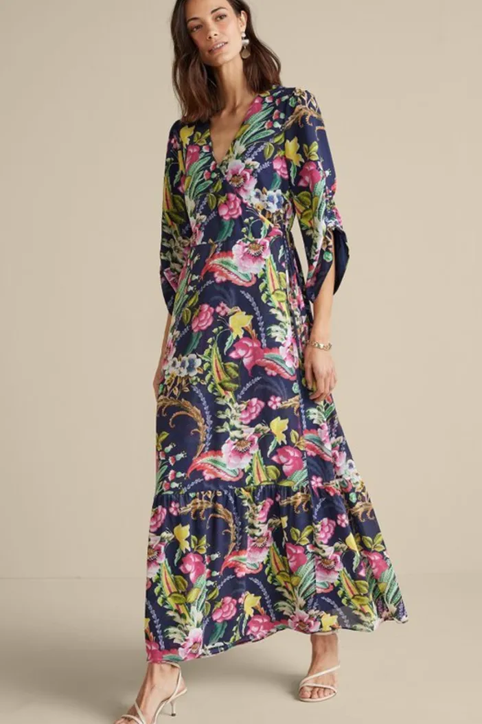 Soft Surroundings Dresses|Samantha Maxi Dress NavyPaisley