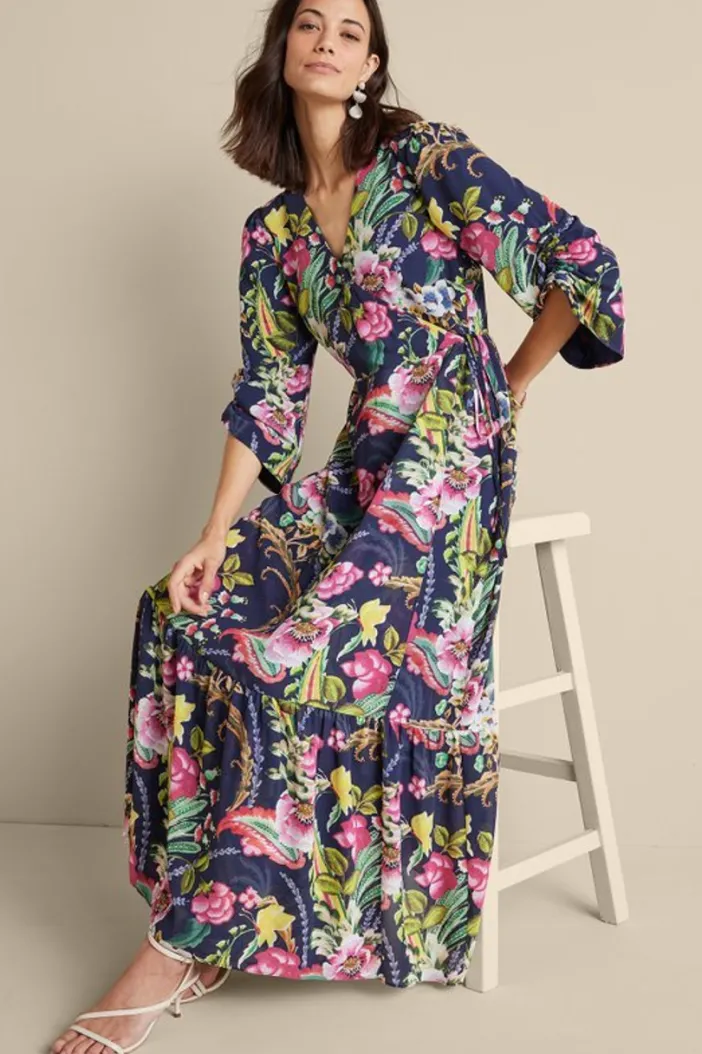 Soft Surroundings Dresses|Samantha Maxi Dress NavyPaisley