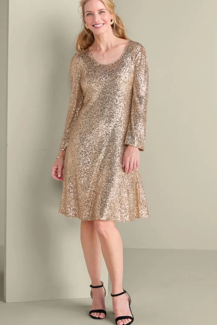 Soft Surroundings Dresses|Sancerre Sequin Dress GoldSequin