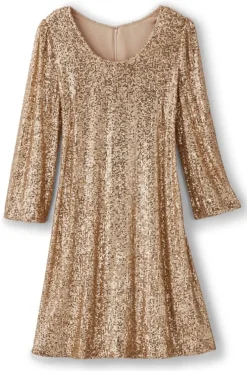 Soft Surroundings Dresses|Sancerre Sequin Dress GoldSequin
