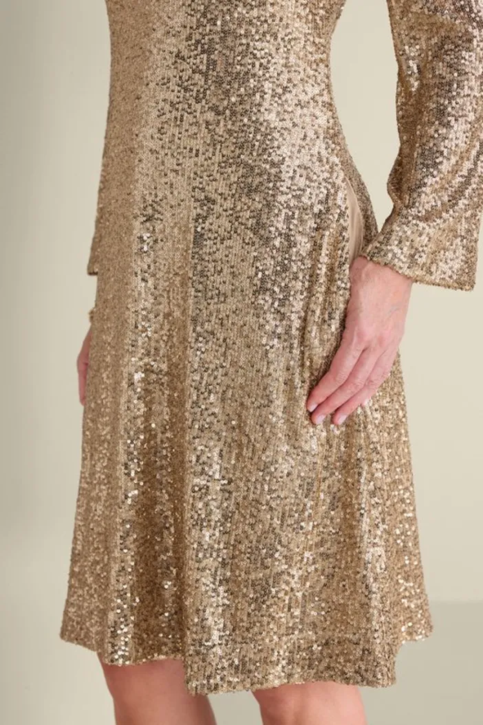 Soft Surroundings Dresses|Sancerre Sequin Dress GoldSequin