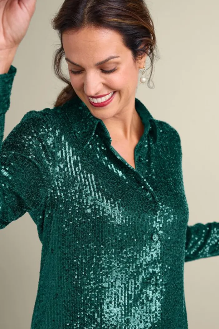 Soft Surroundings Tops|Sancerre Sequin Shirt