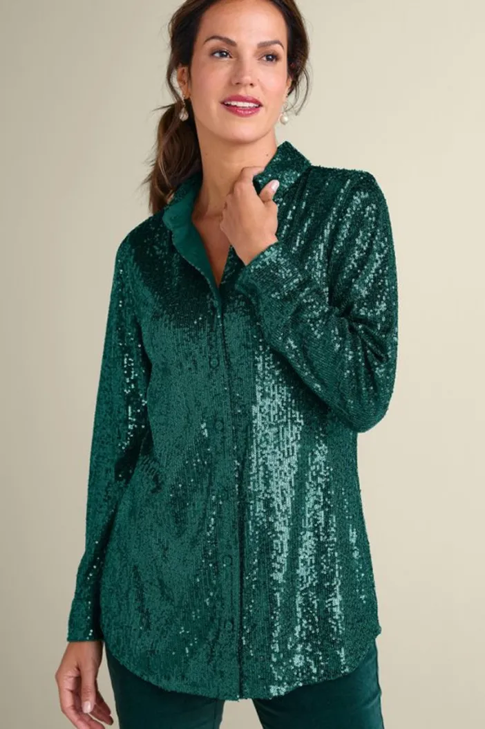 Soft Surroundings Tops|Sancerre Sequin Shirt