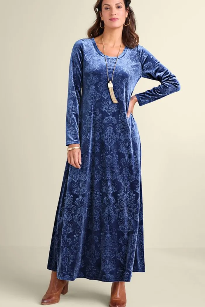 Soft Surroundings Dresses|Santiago Embossed Velvet Dress