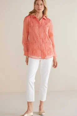 Soft Surroundings Tops|Savannah Embellished Tunic BurntCoral