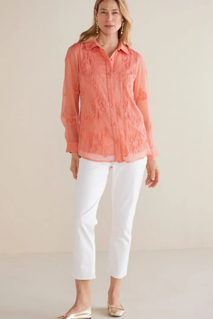 Soft Surroundings Tops|Savannah Embellished Tunic BurntCoral