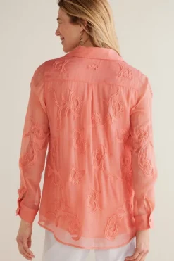 Soft Surroundings Tops|Savannah Embellished Tunic BurntCoral