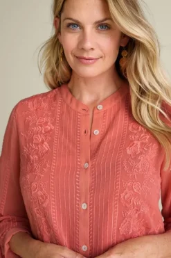 Soft Surroundings Tops|Serafine Embroidered Tunic ApricotBrandy