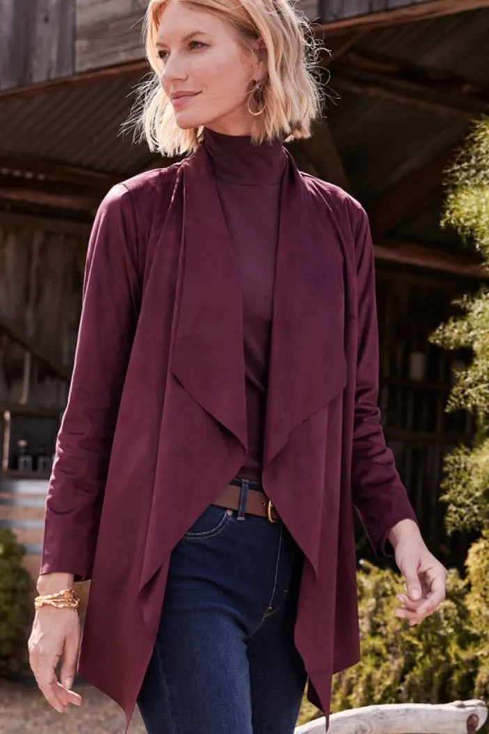Soft Surroundings Toppers|Jackets & Coats|Shape Drape Faux Suede Jacket