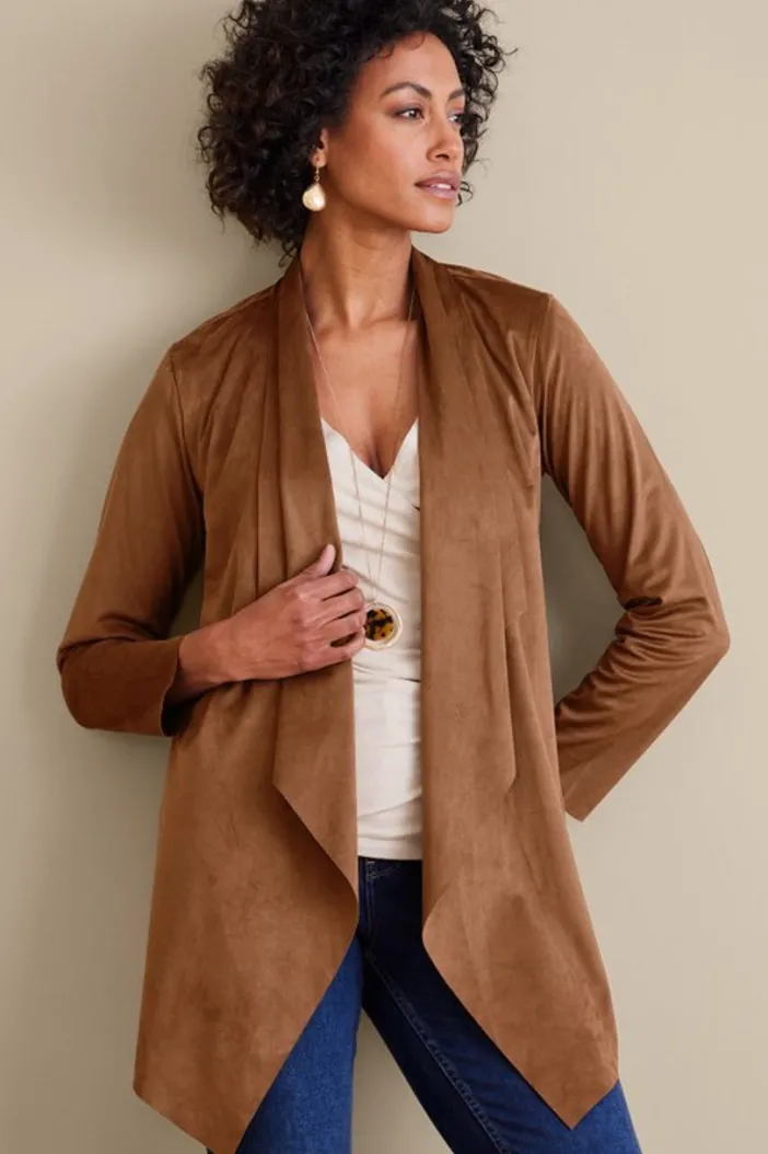 Soft Surroundings Toppers|Jackets & Coats|Shape Drape Faux Suede Jacket