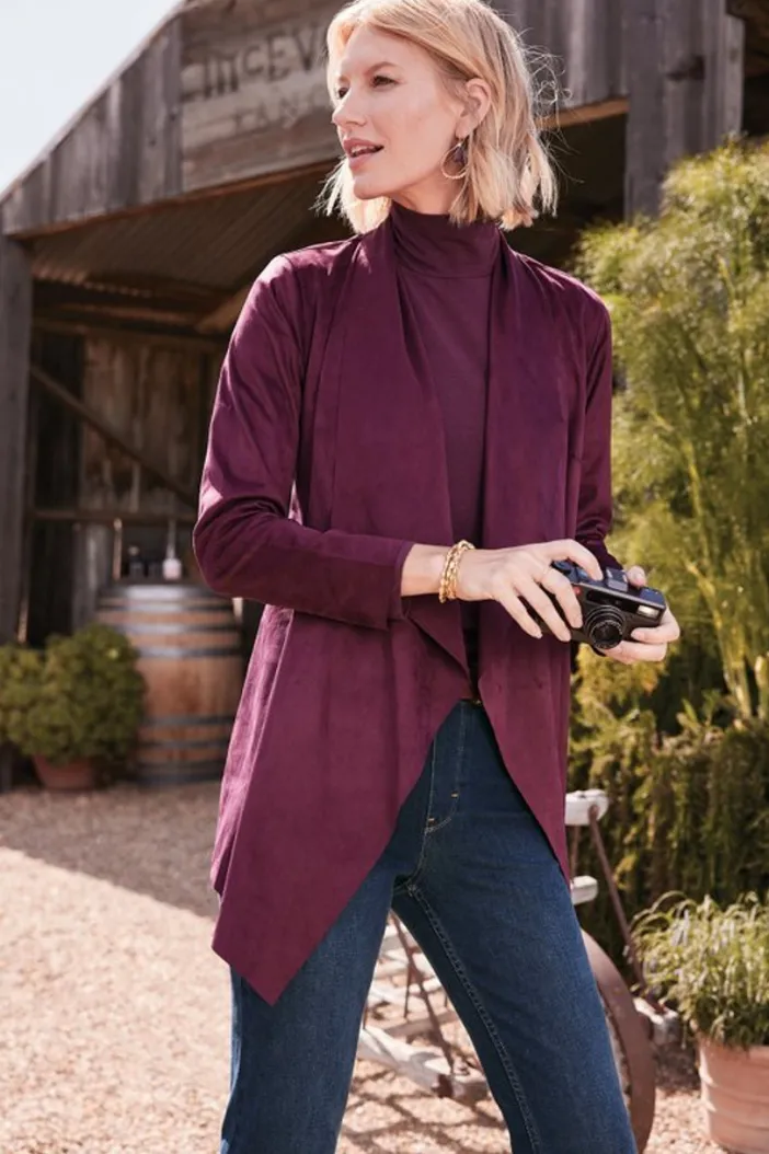 Soft Surroundings Toppers|Jackets & Coats|Shape Drape Faux Suede Jacket